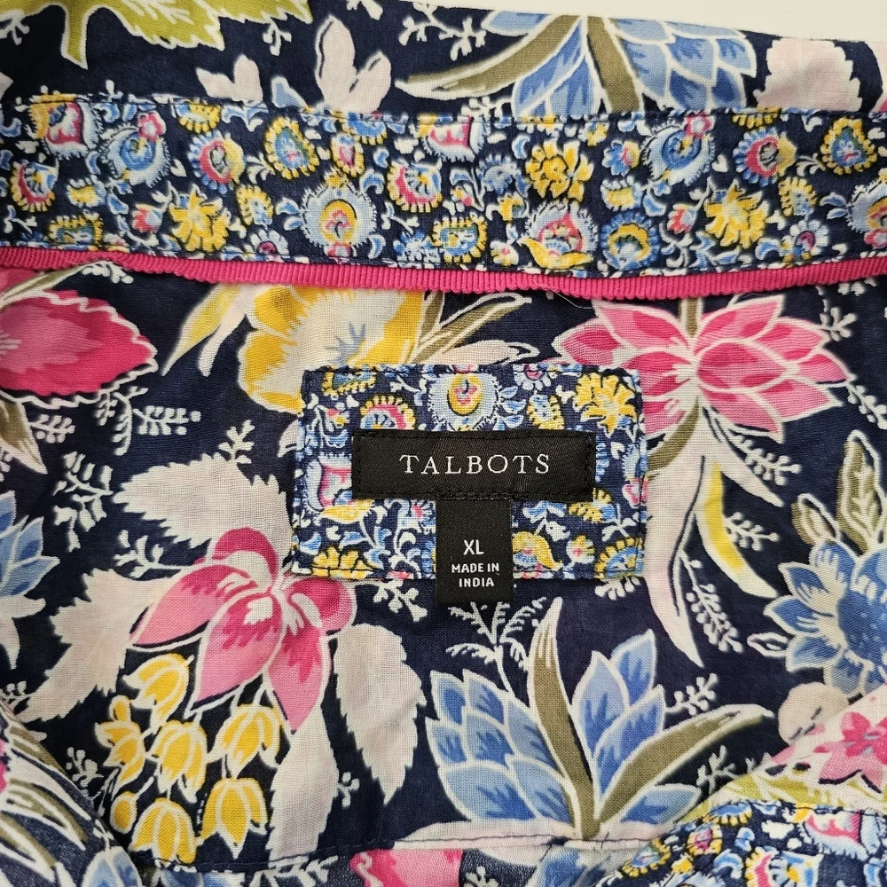 Talbots Cotton button front shirt Lush Garden size XL - Picture 4 of 7